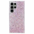 Capa de TPU Glitter Flakes para Samsung Galaxy S24 Ultra - Cor-de-Rosa