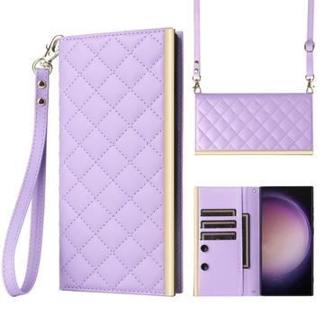 Capa de carteira acolchoada luxuosa para Samsung Galaxy S24 Ultra - Violet