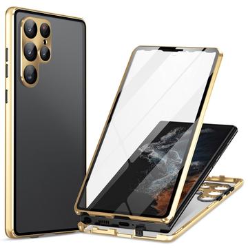 Capa Magnética de Vidro Temperado para Samsung Galaxy S24 Ultra - Dourado