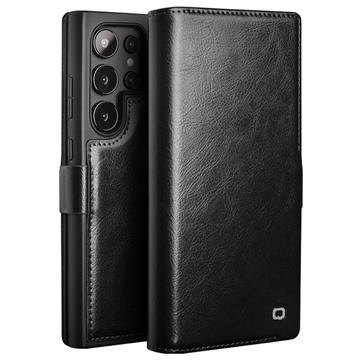 Capa de Pele Tipo Carteira Qialino Classic para Samsung Galaxy S24 Ultra - Preto