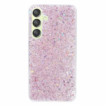 Capa de TPU Glitter Flakes para Samsung Galaxy S24+ - Cor-de-Rosa