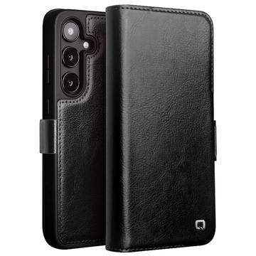 Capa de Pele Tipo Carteira Qialino Classic para Samsung Galaxy S24+ - Preto