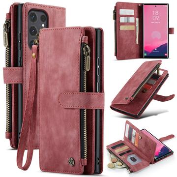 Bolsa Tipo Carteira Caseme C30 Multifuncional para Samsung Galaxy S25 Ultra - Vermelho