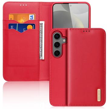 Bolsa Tipo Carteira em Pele Dux Ducis Hivo para Samsung Galaxy S25+ - Vermelho