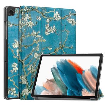 Bolsa Fólio Inteligente Tri-Fold para Samsung Galaxy Tab A9 - Flores Brancas