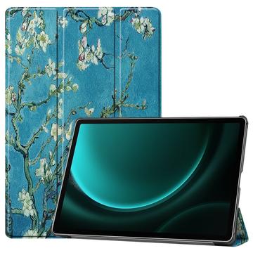 Bolsa Fólio Inteligente Tri-Fold para Samsung Galaxy Tab S9 FE+ - Flores Brancas