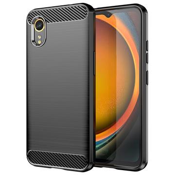 Capa de TPU Escovado para Samsung Galaxy Xcover7 - Fibra de Carbono - Preto