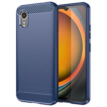 Capa de TPU Escovado para Samsung Galaxy Xcover7 - Fibra de Carbono - Azul