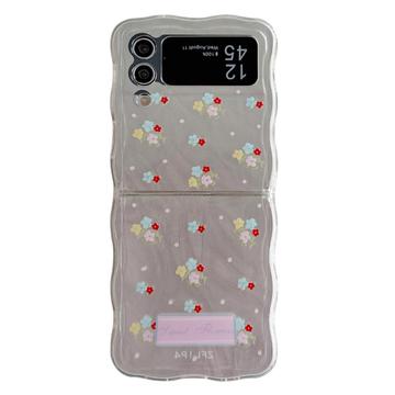 Capa TPU com rebordo ondulado elegante para Samsung Galaxy Z Flip4 - Flores