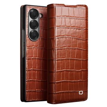 Capa de Pele Tipo Carteira Qialino Classic para Samsung Galaxy Z Fold6 - Crocodilo