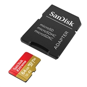 Cartão de memória SanDisk Extreme microSDXC UHS-I U3 SDSQXAH-064G-GN6AA - 64 GB