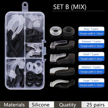 Porta-óculos de silicone anti-derrapante - 25 pares - Cores variadas