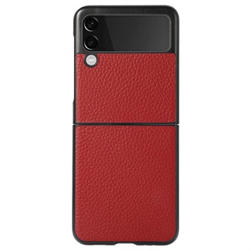 Capa Fina Samsung Galaxy Z Flip3 5G - Couro Legítimo - Vermelho