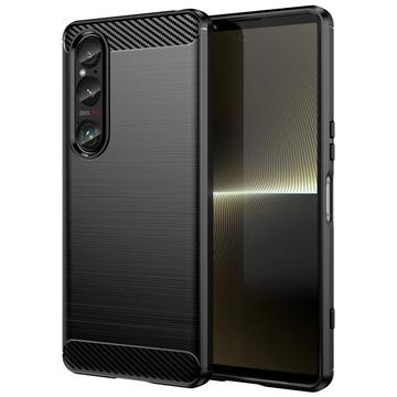 Capa de TPU Escovado para Sony Xperia 1 VI - Fibra de Carbono - Preto