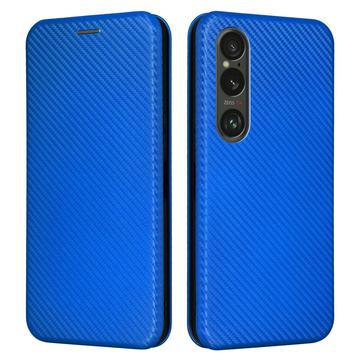 Bolsa Flip para Sony Xperia 1 VI - Fibra de Carbono - Azul