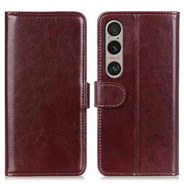 Capa tipo carteira com fecho magnético para Sony Xperia 1 VI - Castanho