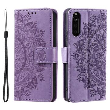 Bolsa tipo Carteira Mandala Series para Sony Xperia 10 VI - Púrpura