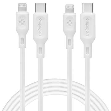 Cabo Spigen DuraSync MFi USB-C para Lightning - Embalagem com 2 unidades, 100cm - Branco