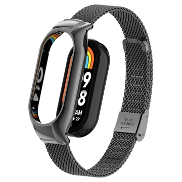 Pulseira de Malha de Aço Inoxidável com Estojo para Xiaomi Smart Band 8