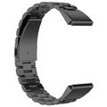 Bracelete de aço inoxidável para Garmin QuickFit 22mm / Garmin Fenix 7 / 7 Pro / 6 Bracelete de relógio com três contas - Preto