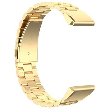 Bracelete de aço inoxidável para Garmin QuickFit 22mm / Garmin Fenix 7 / 7 Pro / 6 Bracelete de relógio com três contas - Dourado