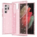 Capa Híbrida Stylish Glitter Series para Samsung Galaxy S22 Ultra 5G - Cor-de-Rosa