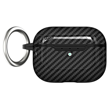 Capa de TPU com Mosquetão para AirPods 3 - Fibra de Carbono - Preto