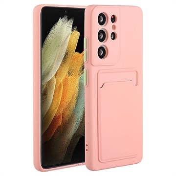 Capa de TPU para Samsung Galaxy S23 Ultra 5G com Porta-Cartões - Rosa