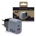 Carregador de parede Tactical Microgrid GaN 45W - PD3.0 USB-C, QC3.0 USB-A - Cinzento