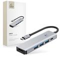 Adaptador de hub USB-C 5 em 1 Tech-Protect HB01 com USB 3.0, HDMI 4K 60Hz e 100W PD - Cinzento espacial