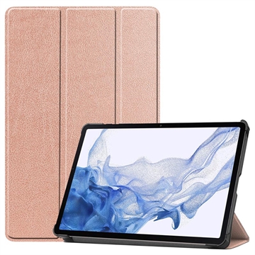 Bolsa Fólio Inteligente Tri-Fold para Samsung Galaxy Tab S9 - Cor-de-Rosa Dourado