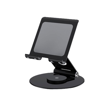 P57 Suporte para telefone de mesa multifuncional dobrável 360° giratório Suporte para tablet de metal para transmissão ao vivo - preto