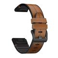 Bracelete universal Garmin de 22 mm em pele e silicone - Castanho claro