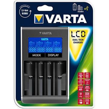 Carregador de pilhas Varta LCD Dual Tech - AA/AAA/18650/18350