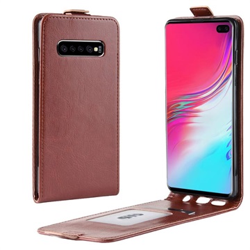 Flip Case Vertical com Ranhura de Cartão para Samsung Galaxy S10 5G - Castanho