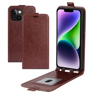 Bolsa Vertical com Ranhura de Cartão para iPhone 15 Plus - Castanho