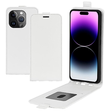 Flip Case Vertical com Ranhura para Cartão para iPhone 15 Pro - Branco