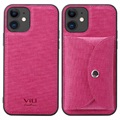 Capa com Carteira Magnética Vili T para iPhone 12/12 Pro - Cor-de-Rosa Forte