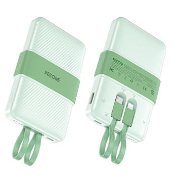 WEKOME WP-55 10000mAh Power Bank com cabo Design 22.5W Carregador portátil para telefone rápido - Verde