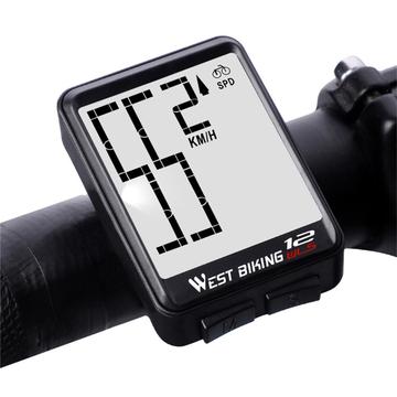 WEST BIKING MTB Road Bike Computador Ecrã retroiluminado à prova de água Velocímetro de ciclismo multifunções sem fios - Preto