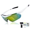 WEST BIKING Óculos de sol para motociclismo e ciclismo Lentes espelhadas multicamadas Óculos de sol para desportos motorizados - Branco