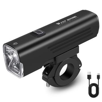 WEST BIKING YB0701387 1000 Lumen Farol de bicicleta Liga de alumínio USB recarregável 7 modos de luz Luz de bicicleta (com suporte)