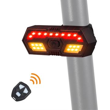 WEST BIKING YP0701314 Luz traseira LED para bicicleta Buzina de bicicleta Sinal de mudança de direção Lâmpada traseira com controlo remoto