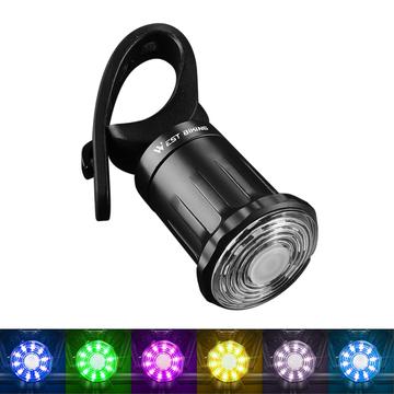 WEST BIKING YP0701331 Luz traseira LED colorida brilhante para bicicleta Luz traseira inteligente para bicicleta Acessórios de segurança da lâmpada - Instalar no tubo