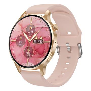 Watch3 pro 1.3" AMOLED Smart Watch com caixa metálica Bluetooth Call Pulseira de saúde feminina com monitorização do ritmo cardíaco - Ouro