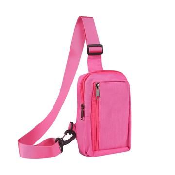 Bolsa para telemóvel de peito e ombro em nylon resistente à água - Compatível com telemóveis de 6.5"- 7.2" - Rosa