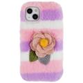 Capa de TPU 3D Plush Inverno Peludo para iPhone 14 Plus - Cor-de-Rosa