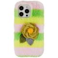 Capa de TPU 3D Plush Inverno Peludo para iPhone 14 Pro Max - Rosa Amarelo