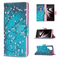 Bolsa Tipo Carteira Wonder Series para Samsung Galaxy S22 Ultra 5G - Flores Brancas