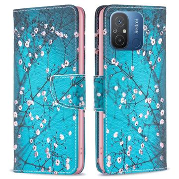 Bolsa Tipo Carteira Wonder Series para Xiaomi Redmi 12C, Poco C55 - Flores Brancas